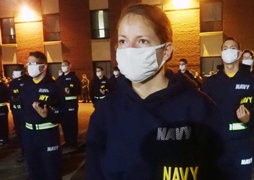 201018-N-EW498-0030 NEWPORT, R.I. (Oct. 18, 2020)  Navy Officer Candidate School (OCS) students check in