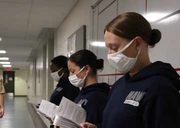 201018-N-KV911-0075 NEWPORT, R.I. (Oct. 18, 2020)  Navy Officer Candidate School (OCS) students check in