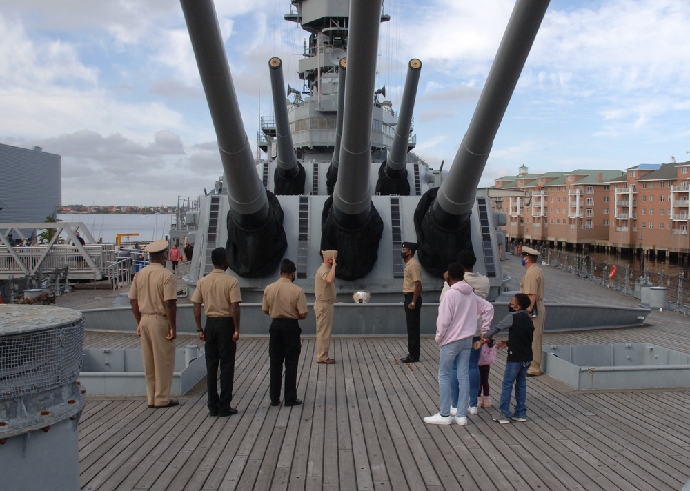 Re-enlistment ceremony aboard Battleship Wisconsin