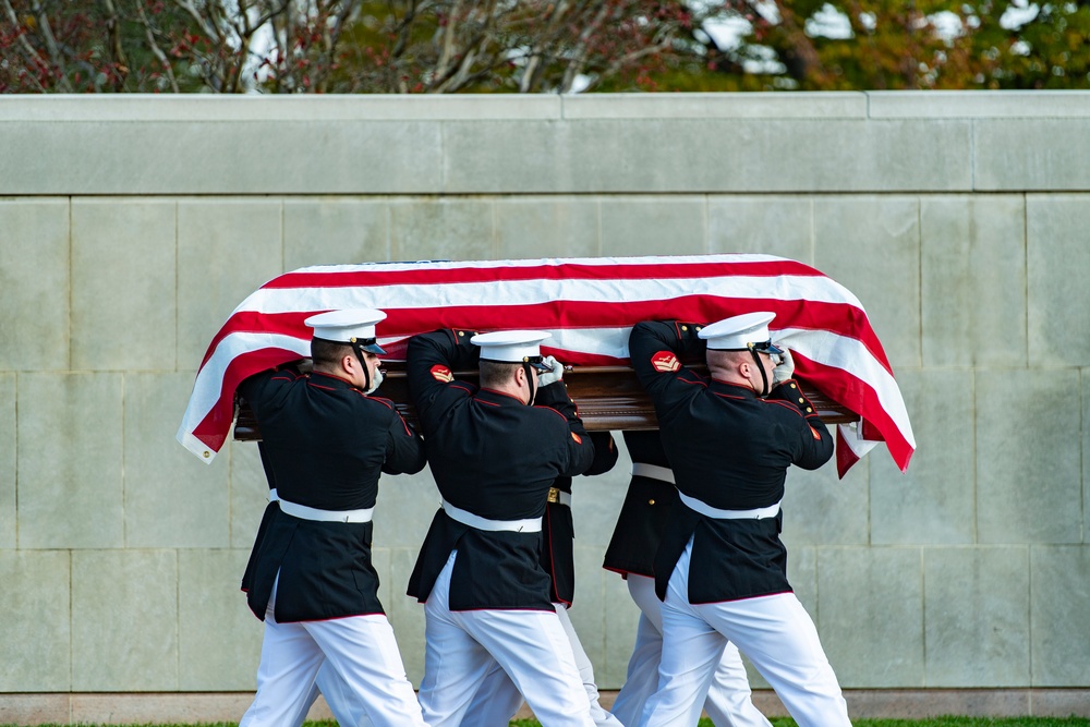 Modified Funeral Honors with Funeral Escort are Conducted for U.S. Marine Corps Reserve Pvt. 1st Class Charles Miller in Section 60