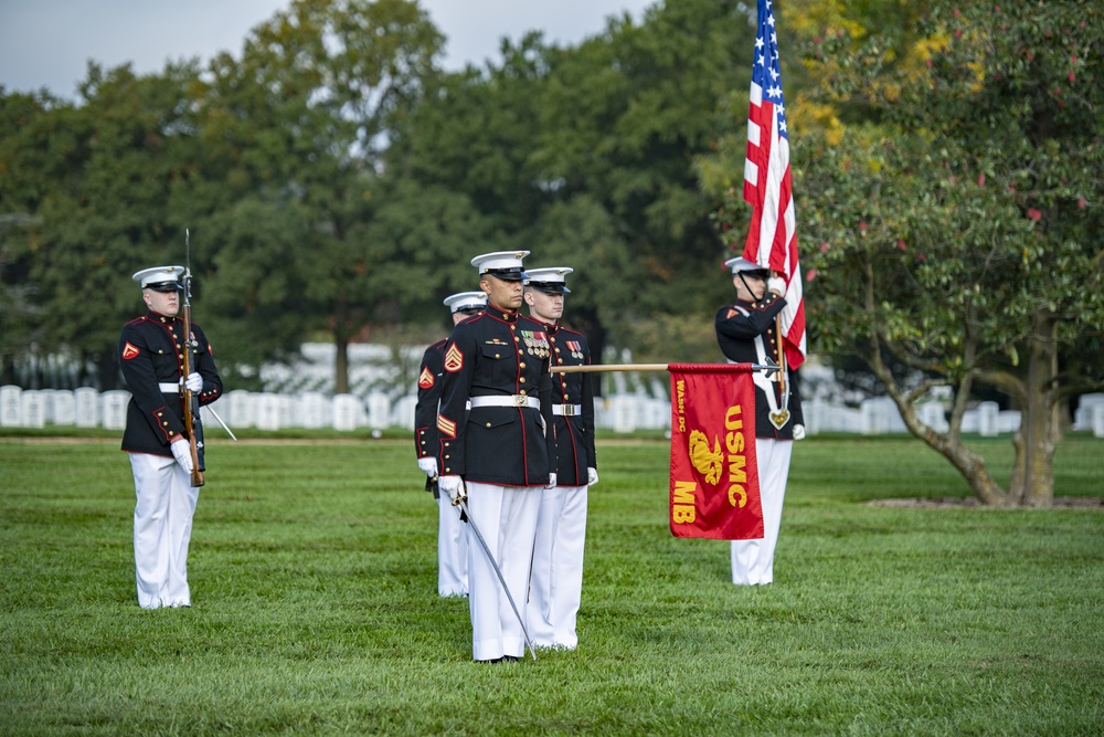 Modified Funeral Honors with Funeral Escort are Conducted for U.S. Marine Corps Reserve Pvt. 1st Class Charles Miller in Section 60