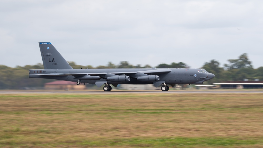 B-52’s takeoff in support of Global Thunder 21