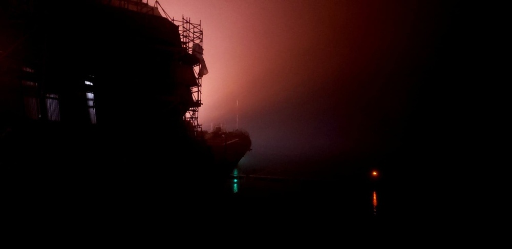 USS Ramage Pierside During Maintenance Availability