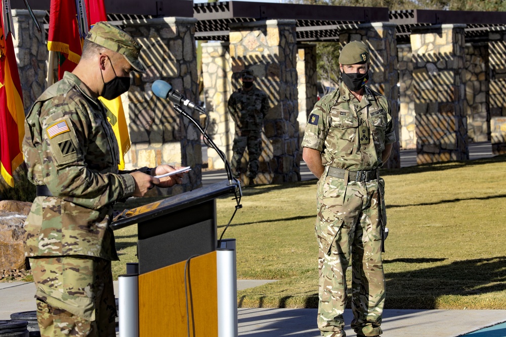 U.K. Brigadier Andy Cox Officially Welcomed to 1st Armored Division