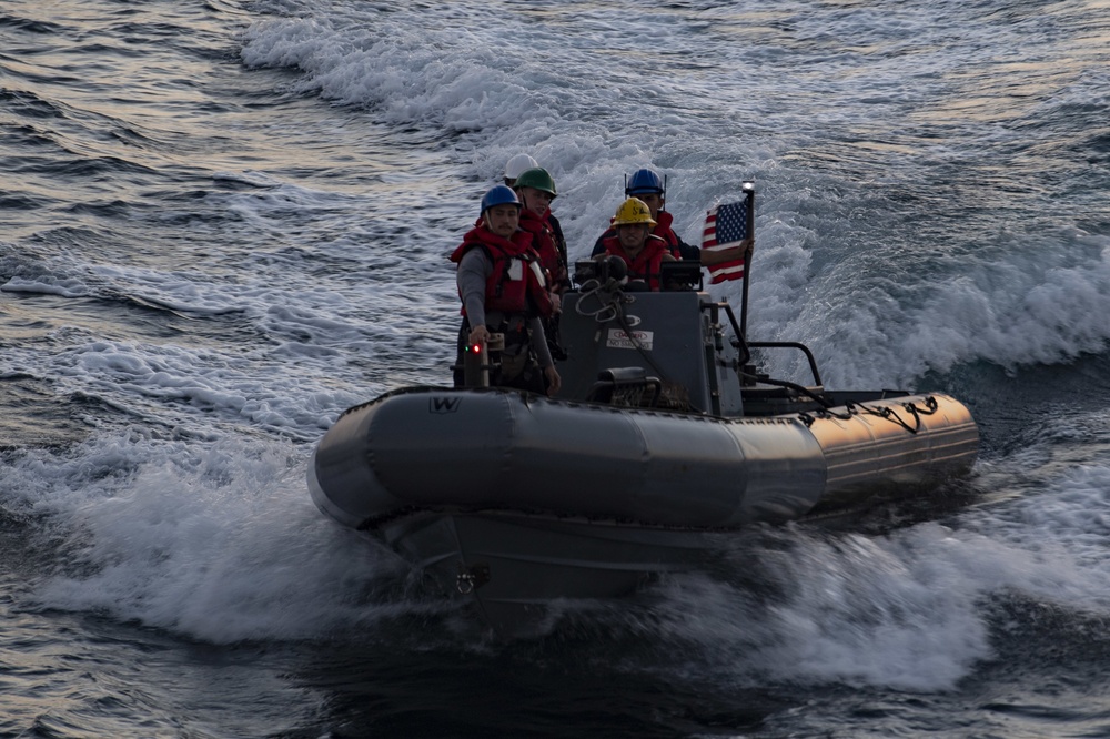 USS Ralph Johnson Conducts Man Overboard Drill
