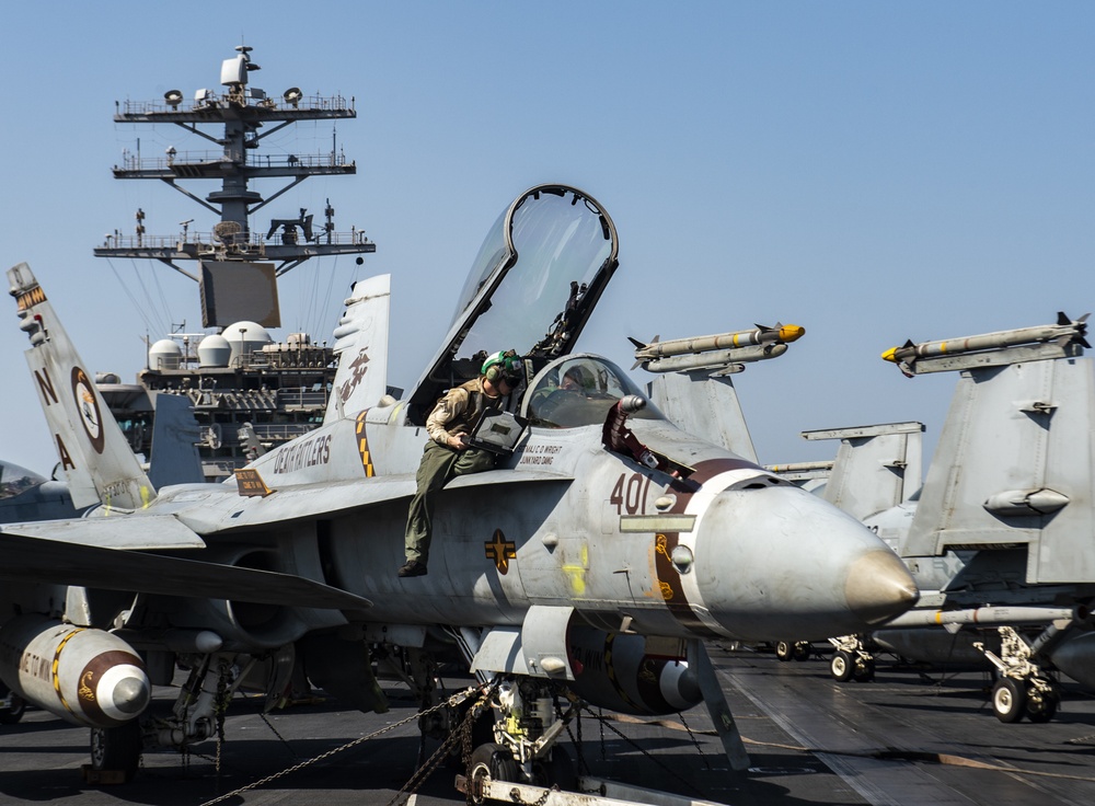 F/A-18C Hornet Gets Prepared For Flight Operations