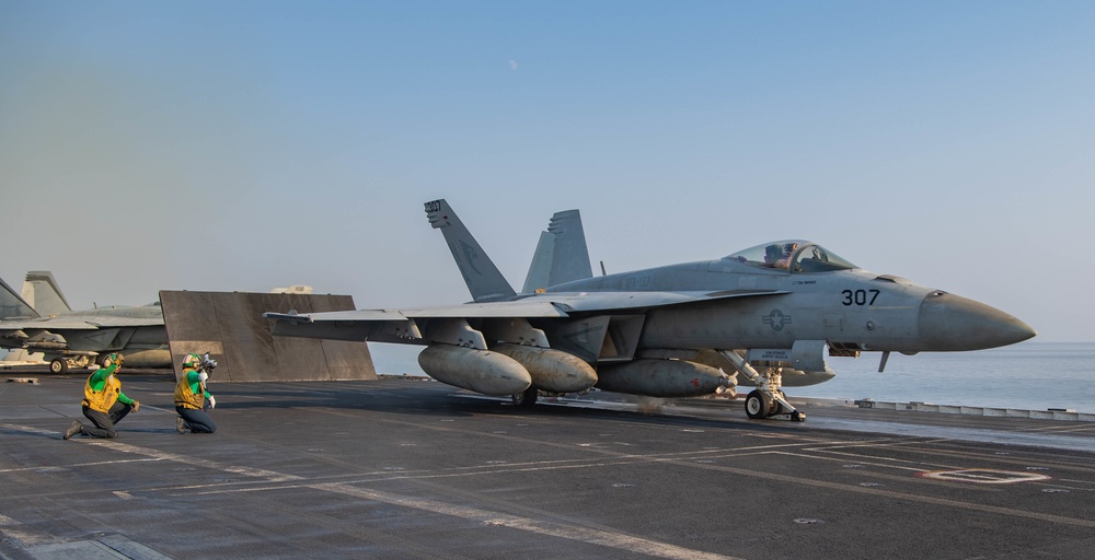 F/A-18E Super Hornet Launches Off Of Flight Deck