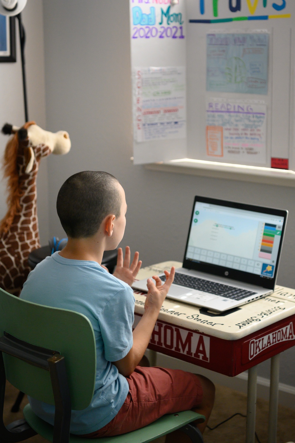 Team Travis families juggle mission, school-age distance learning