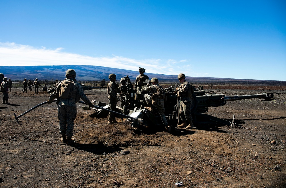 Alpha Battery, 1st Battalion, 12th Marines conducts direct fire training