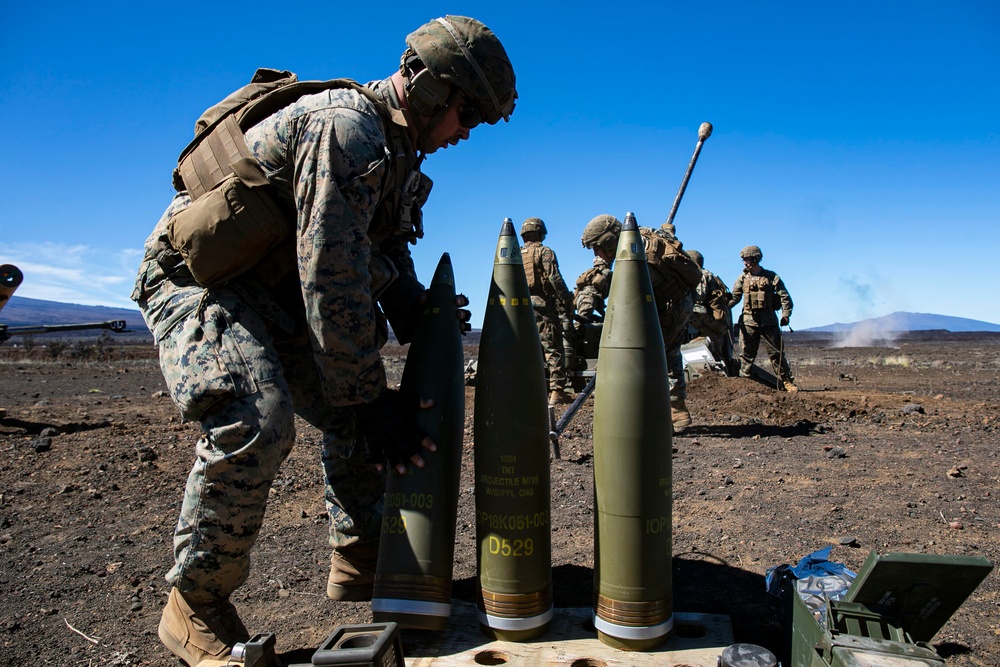 Alpha Battery, 1st Battalion, 12th Marines conducts direct fire training