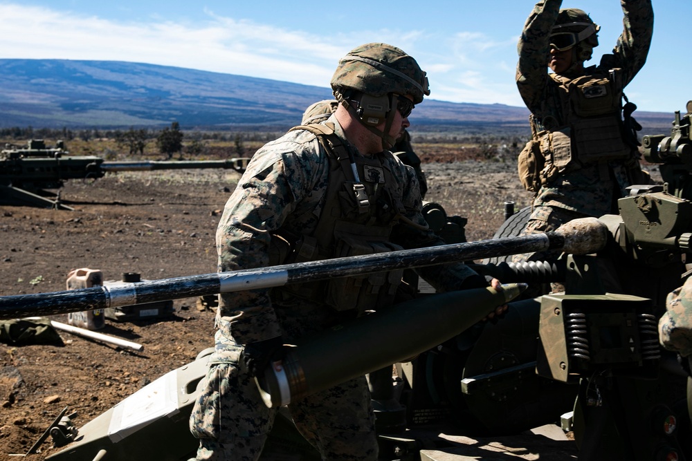 Alpha Battery, 1st Battalion, 12th Marines conducts direct fire training