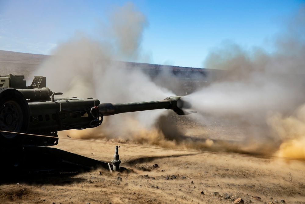 Alpha Battery, 1st Battalion, 12th Marines conducts direct fire training