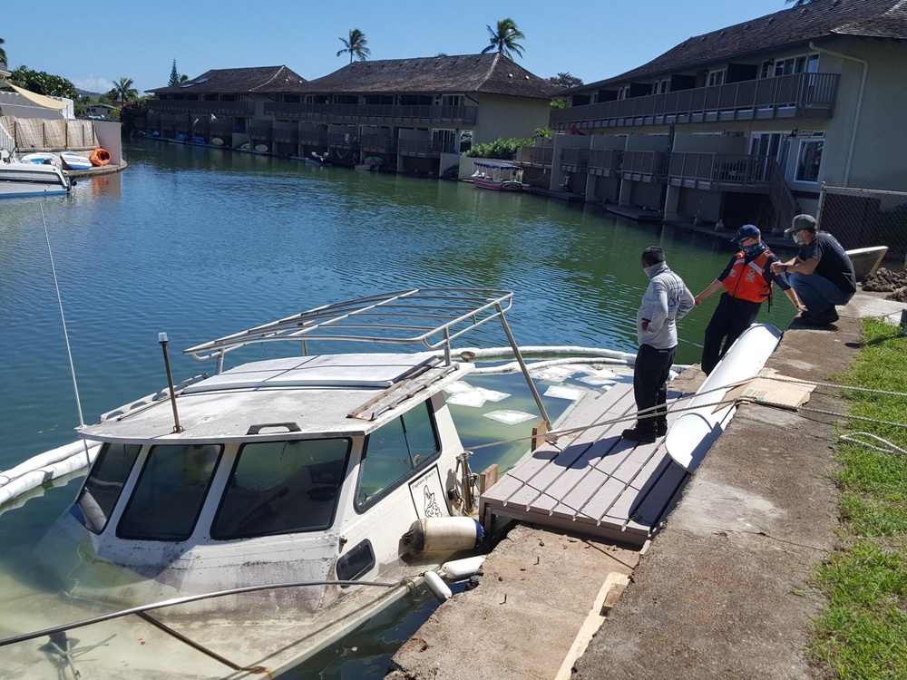 Coast Guard, partners oversee clean-up of sunken vessel in Hawaii Kai