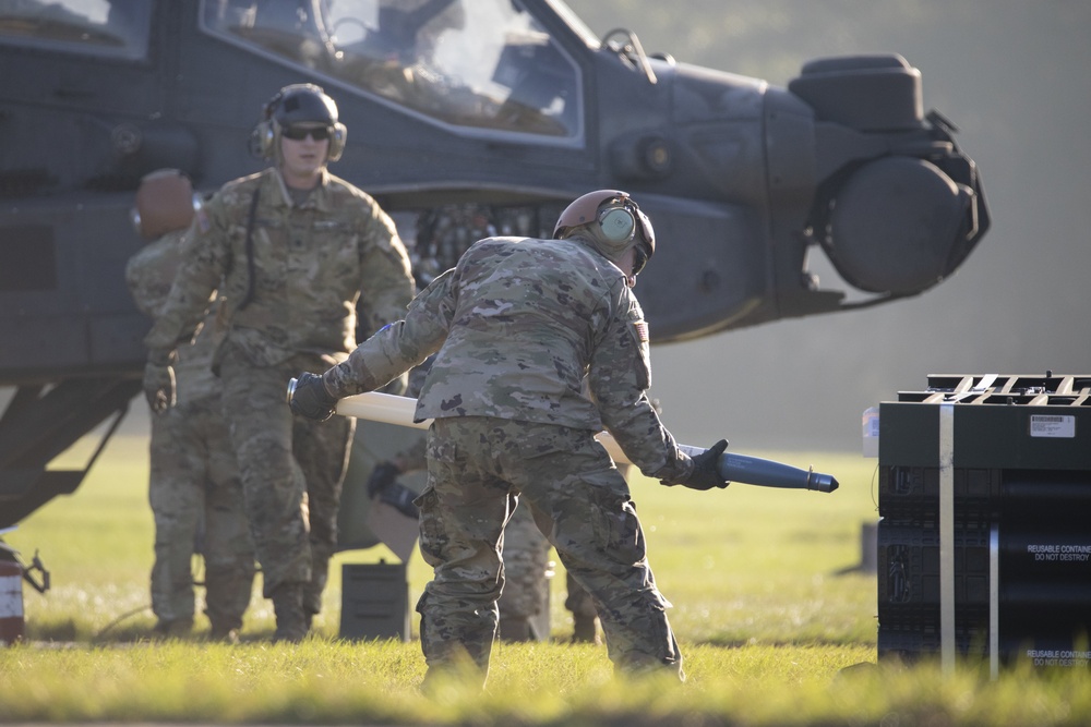 3rd Combat Aviation Brigade continues forward arming and refueling point operations during aerial gunnery.