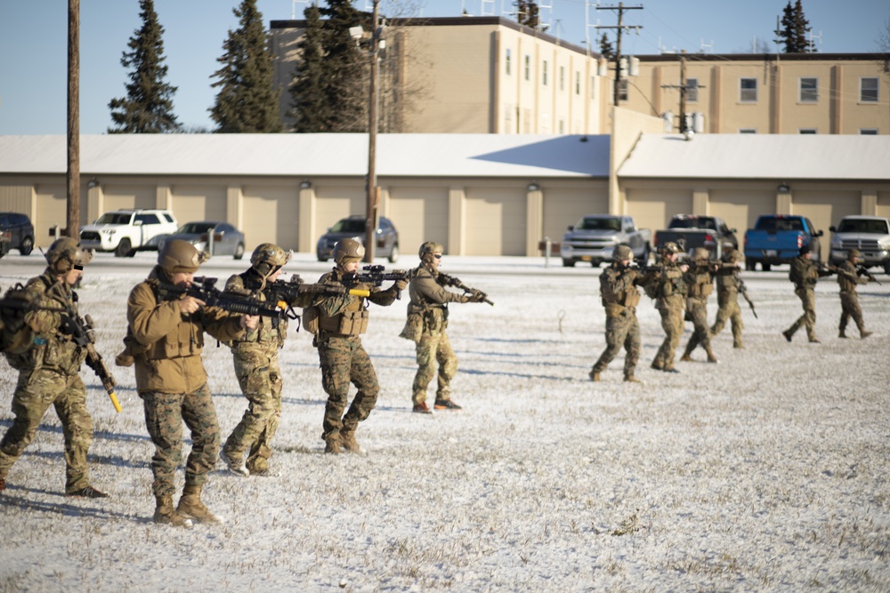 1st ANGLICO, 3rd Special Forces Group (Airborne) train to raid a simulated target