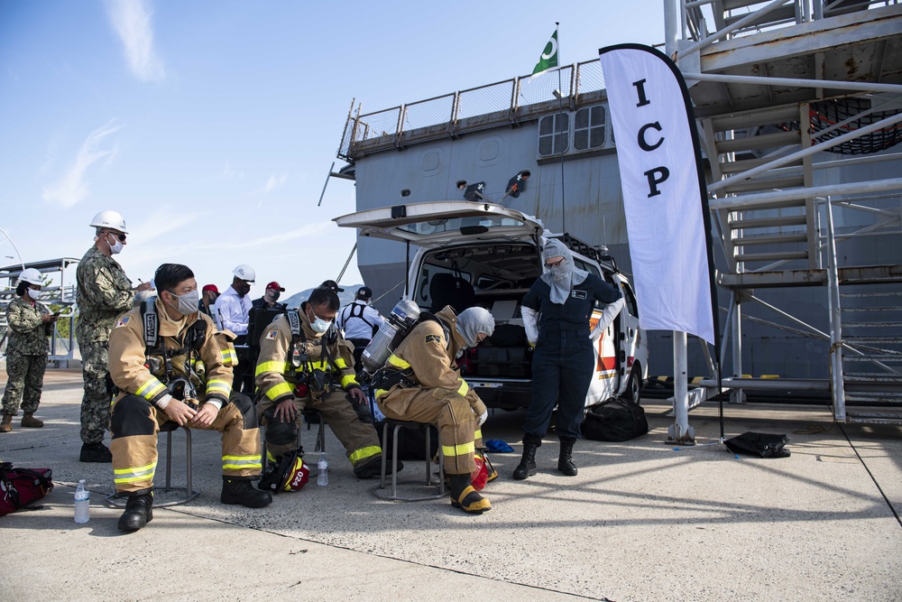 USS New Orleans Integrated Fire Drill with CFAS Fire Department