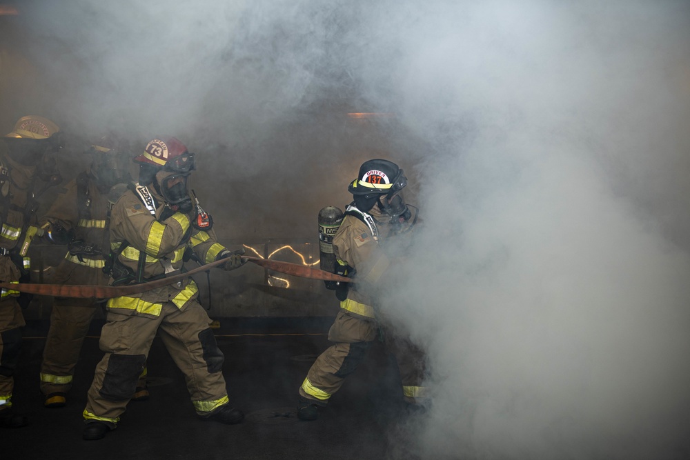 USS New Orleans Integrated Fire Drill with CFAS Fire Department