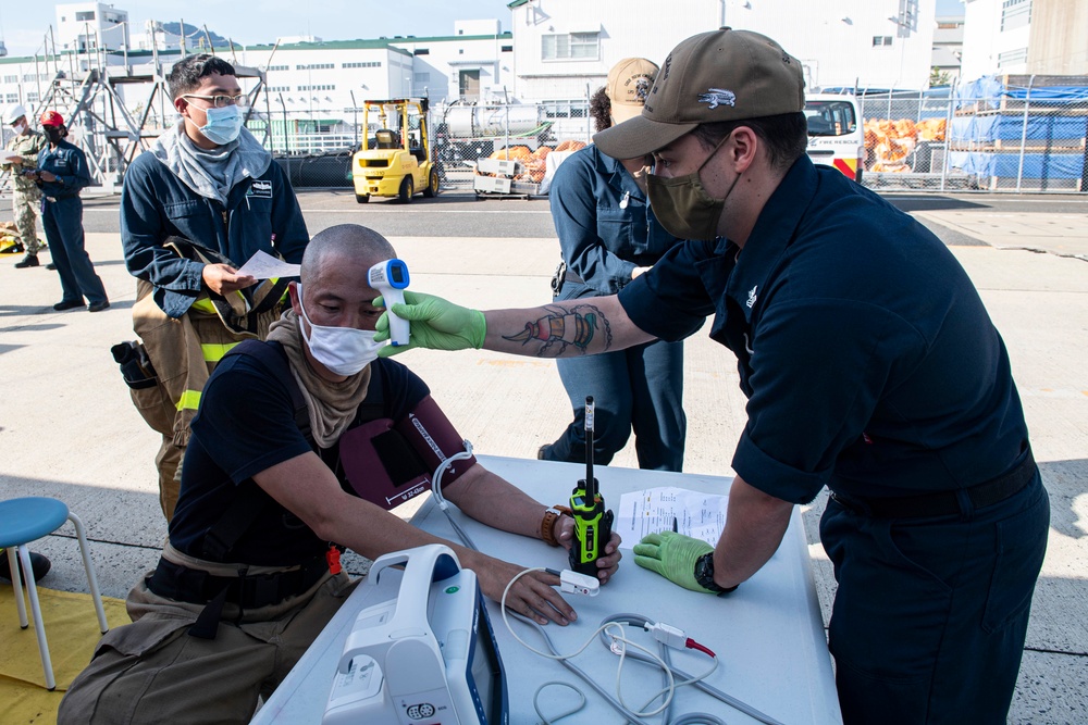 USS New Orleans Integrated Fire Drill with CFAS Fire Department