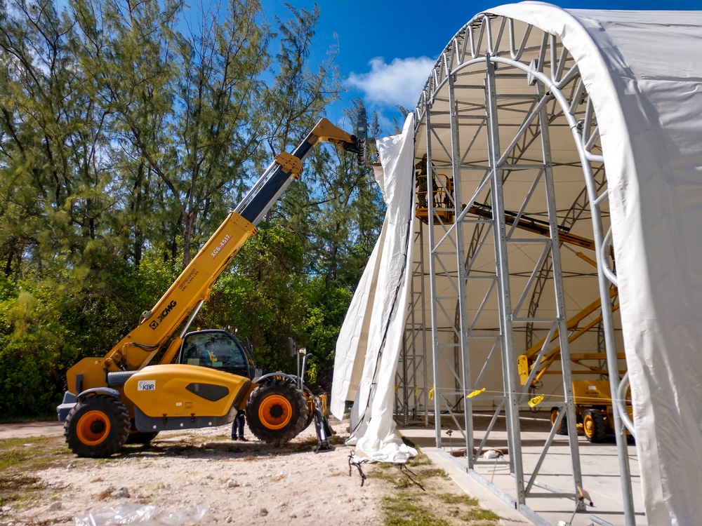 Seabees Construct Diego Garcia Tension Fabric Structure
