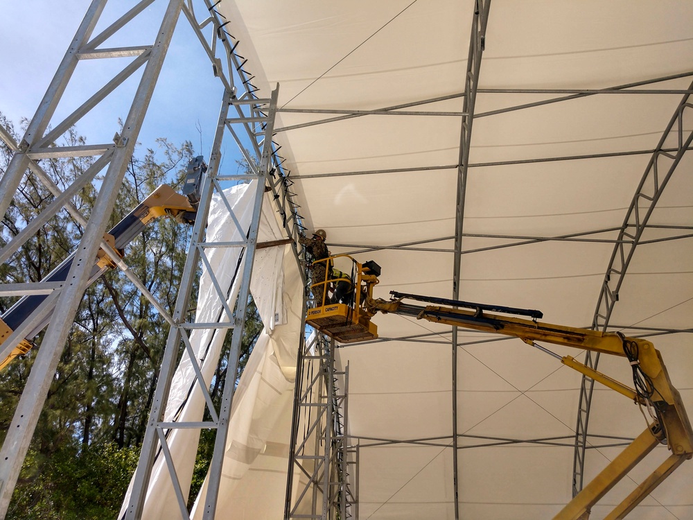 Seabees Construct Diego Garcia Tension Fabric Structure