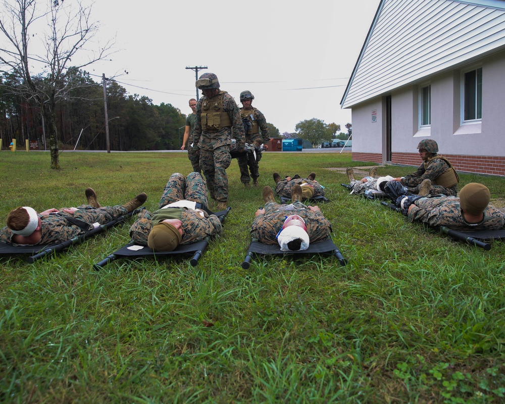 Marines and Sailors conduct a Mass Casualty Drill during MEFEX 21.1