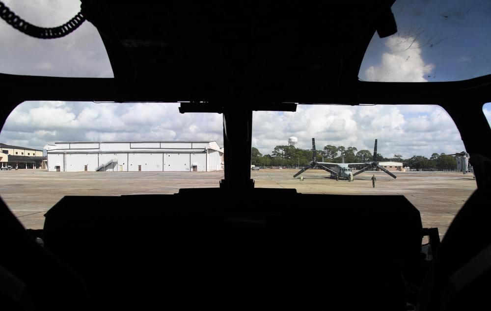 MV-22B Ospreys fly over Gulf Coast