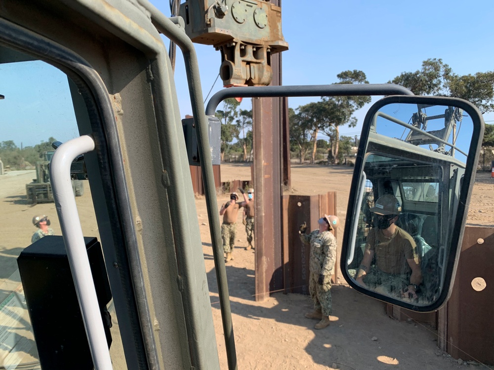 NMCB-5 Practices Pile Driving with 50-ton Crane