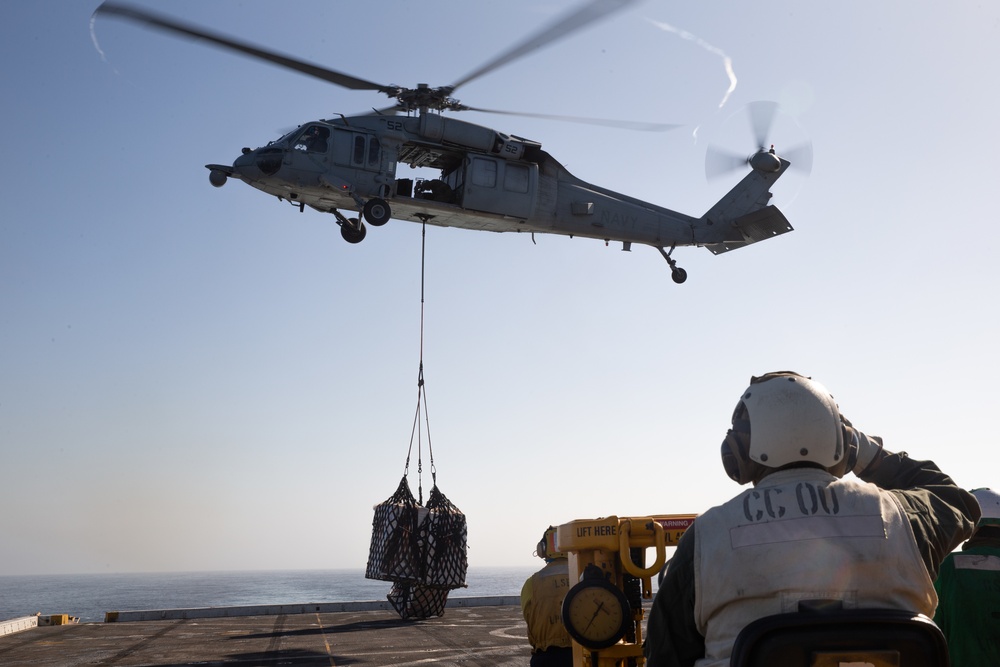 USNS Guadalupe replenishes USS Somerset while underway