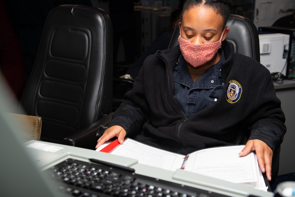 USS Princeton Sailor stands watch