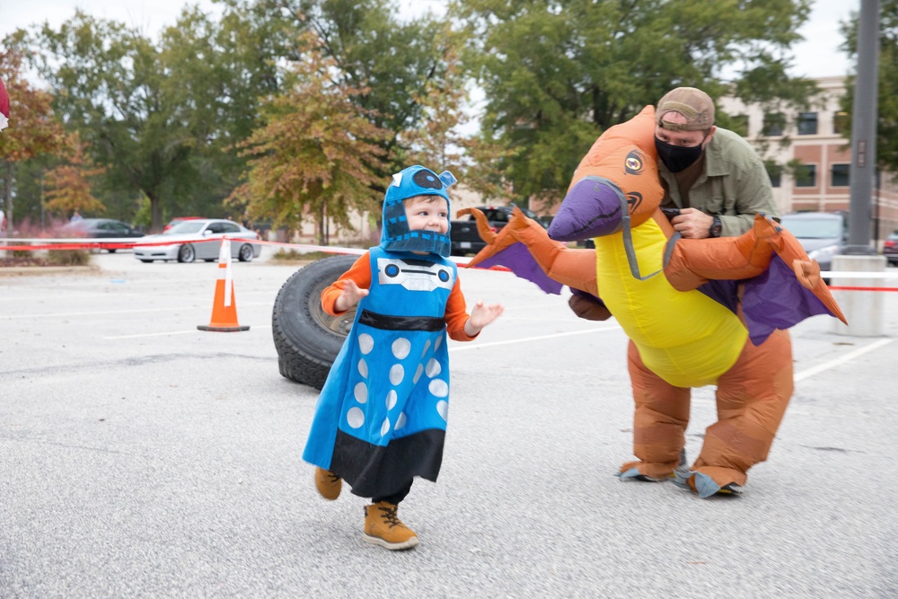 Kids walk through the All American Haunted Lanes Event