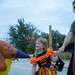 Kids walk through the All American Haunted Lanes Event