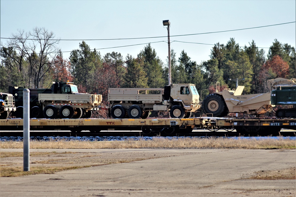Engineer unit's equipment offloaded from railcars at Fort McCoy after deployment