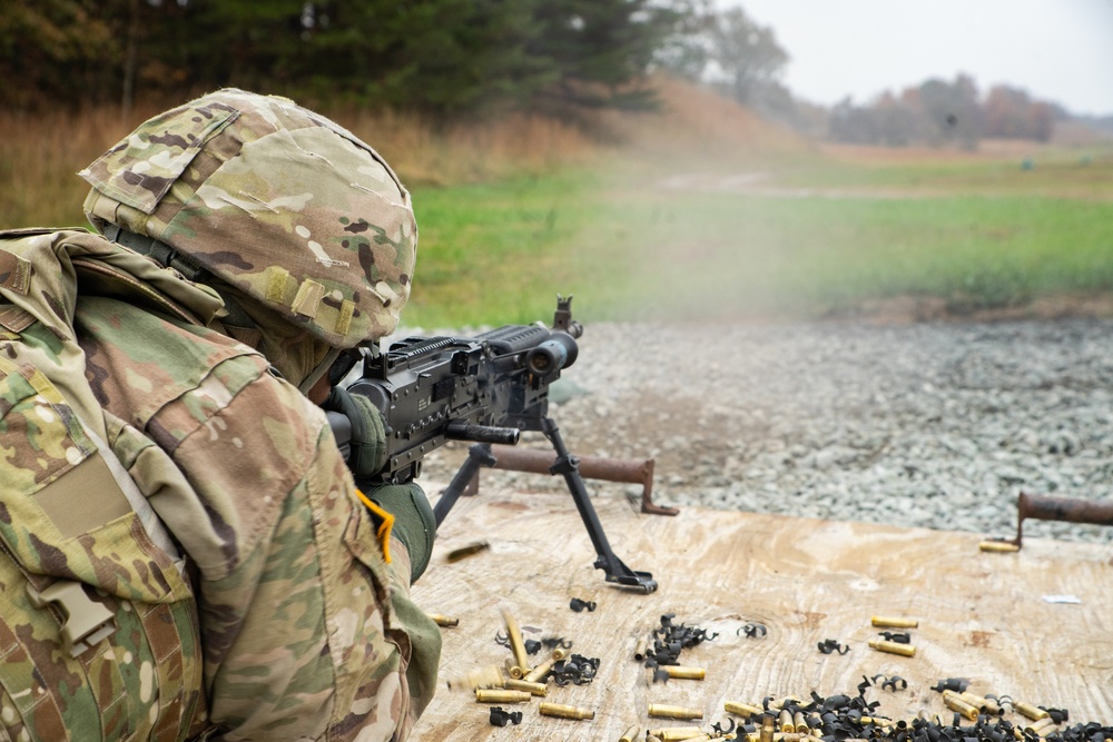 Soldiers Practice Firing the M2140B Machine Gun.