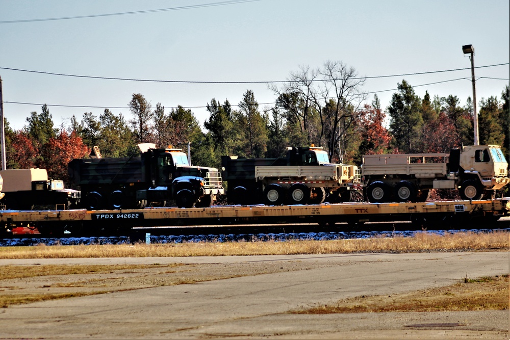 Engineer unit's equipment offloaded from railcars at Fort McCoy after deployment