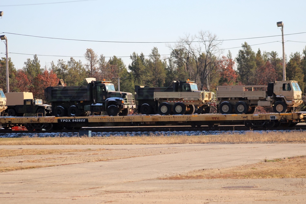 Engineer unit's equipment offloaded from railcars at Fort McCoy after deployment