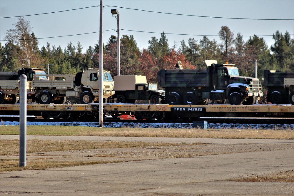 Engineer unit's equipment offloaded from railcars at Fort McCoy after deployment