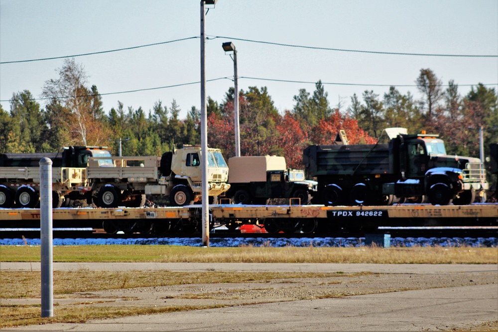Engineer unit's equipment offloaded from railcars at Fort McCoy after deployment