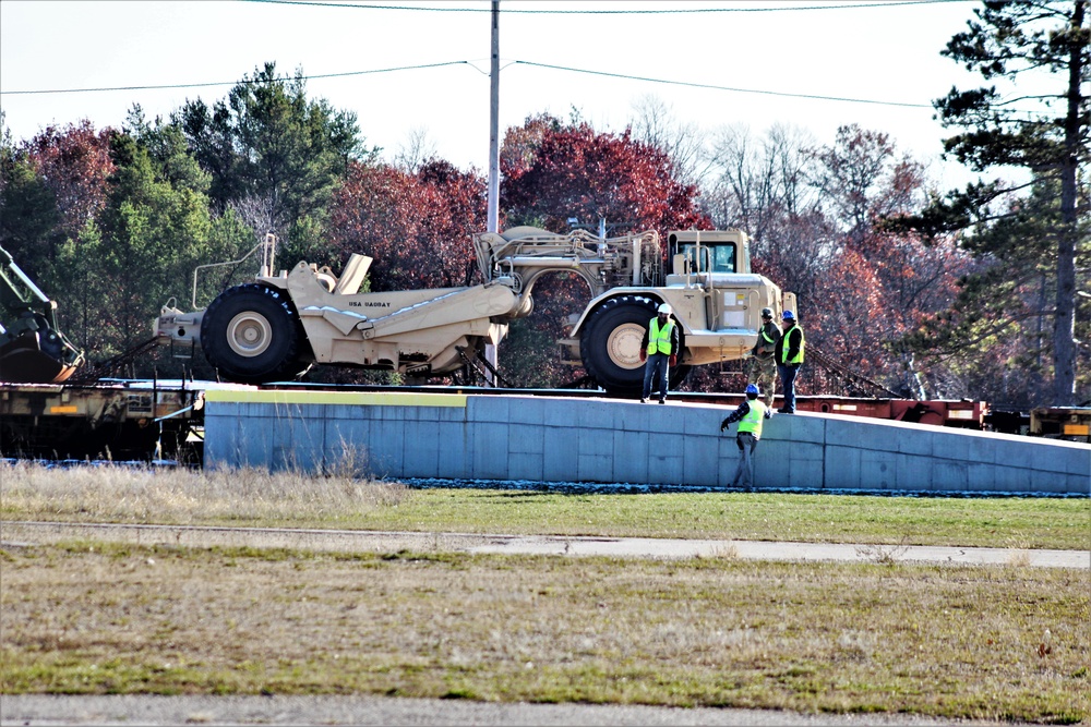 Engineer unit's equipment offloaded from railcars at Fort McCoy after deployment