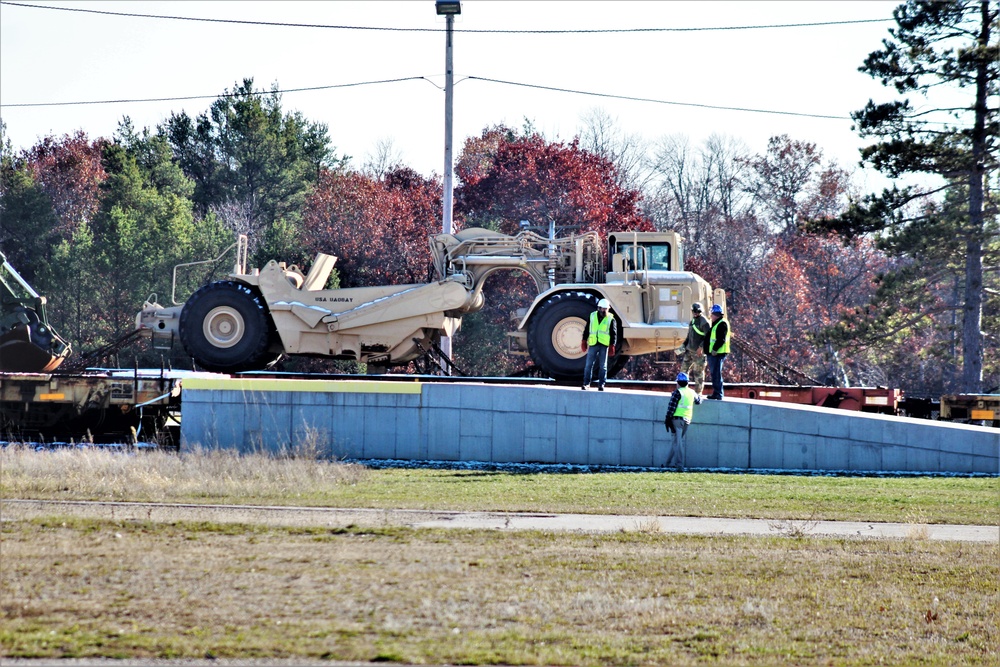 Engineer unit's equipment offloaded from railcars at Fort McCoy after deployment