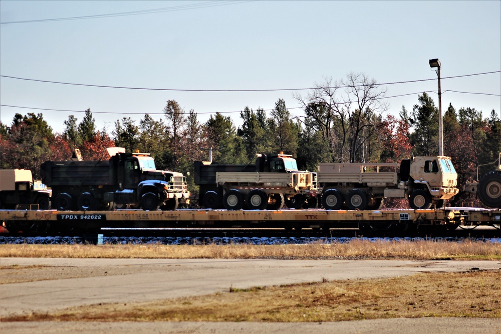 Engineer unit's equipment offloaded from railcars at Fort McCoy after deployment