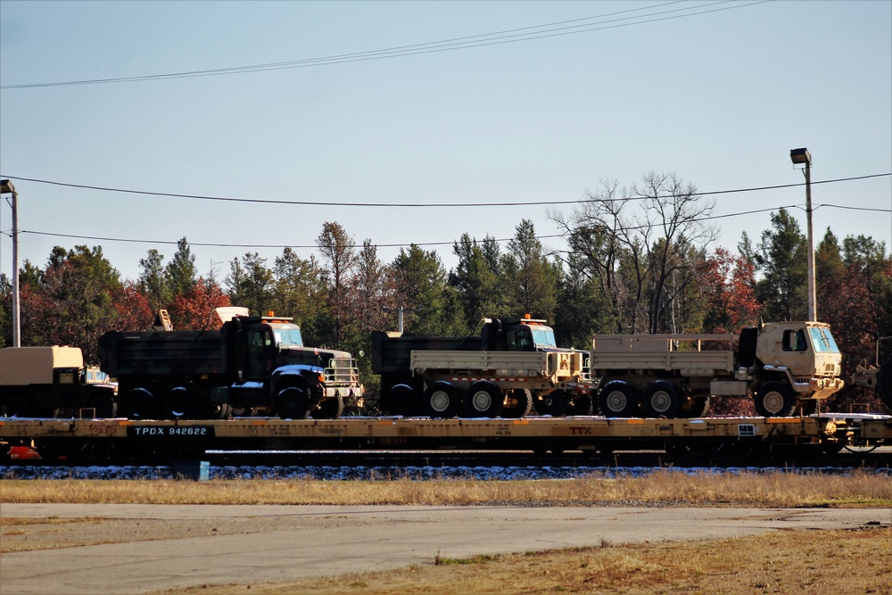 Engineer unit's equipment offloaded from railcars at Fort McCoy after deployment