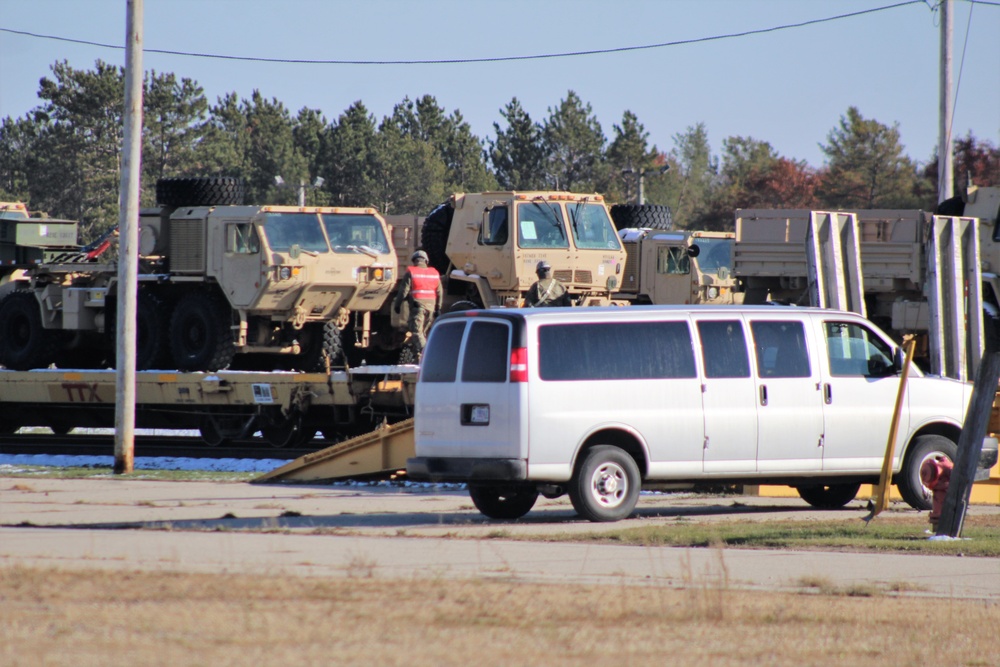 Engineer unit's equipment offloaded from railcars at Fort McCoy after deployment