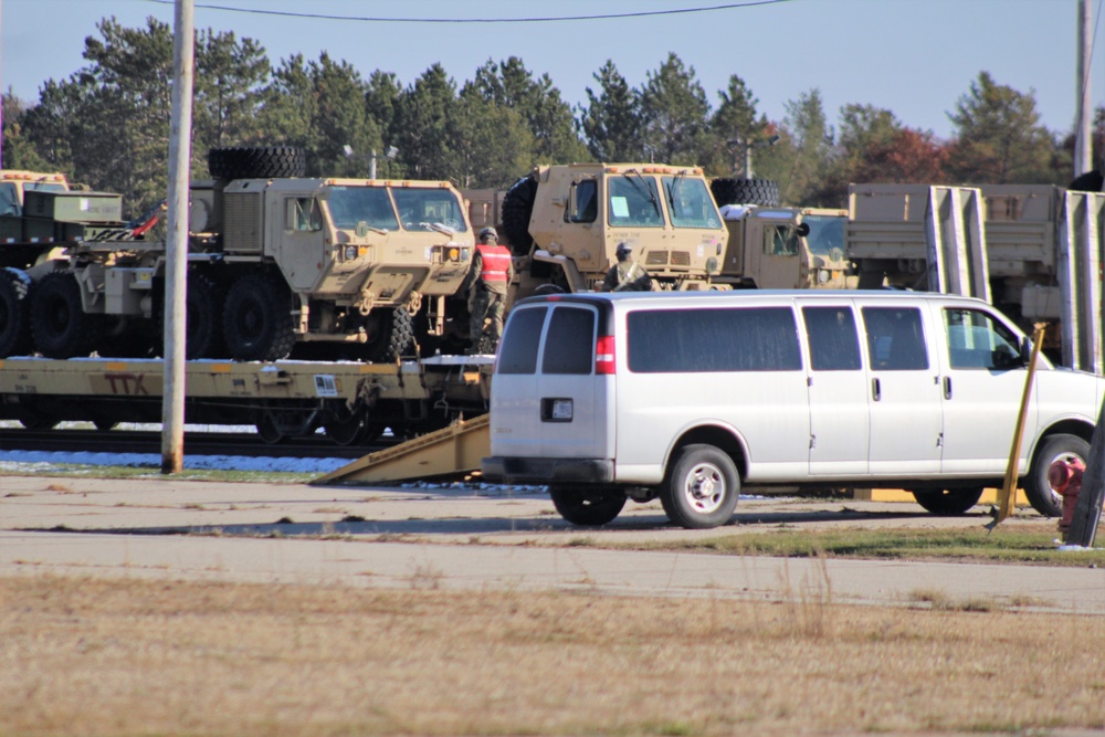 Engineer unit's equipment offloaded from railcars at Fort McCoy after deployment