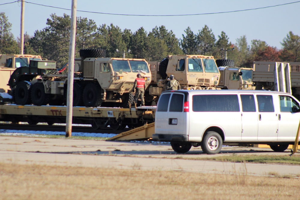 Engineer unit's equipment offloaded from railcars at Fort McCoy after deployment