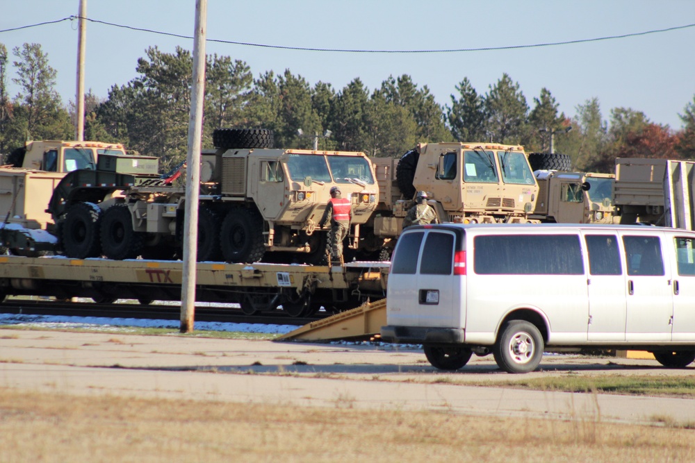 Engineer unit's equipment offloaded from railcars at Fort McCoy after deployment