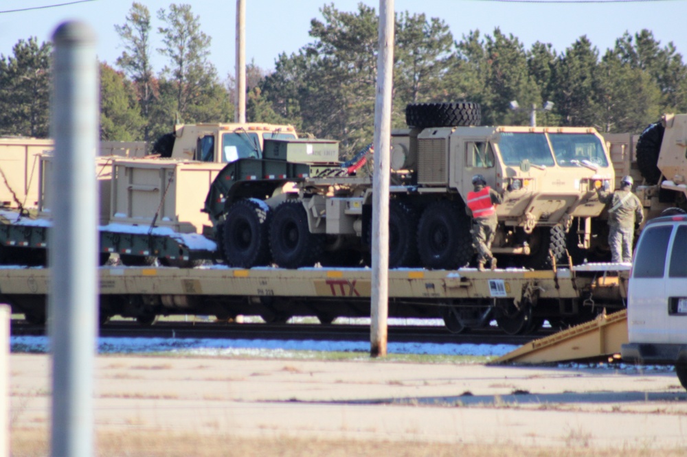Engineer unit's equipment offloaded from railcars at Fort McCoy after deployment