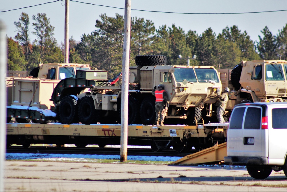 Engineer unit's equipment offloaded from railcars at Fort McCoy after deployment