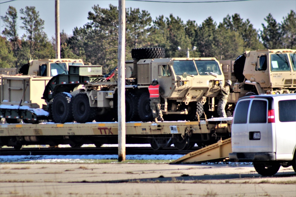 Engineer unit's equipment offloaded from railcars at Fort McCoy after deployment