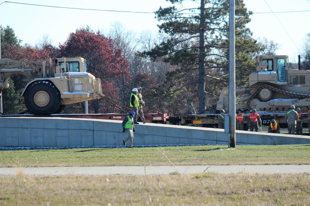 Engineer unit's equipment offloaded from railcars at Fort McCoy after deployment