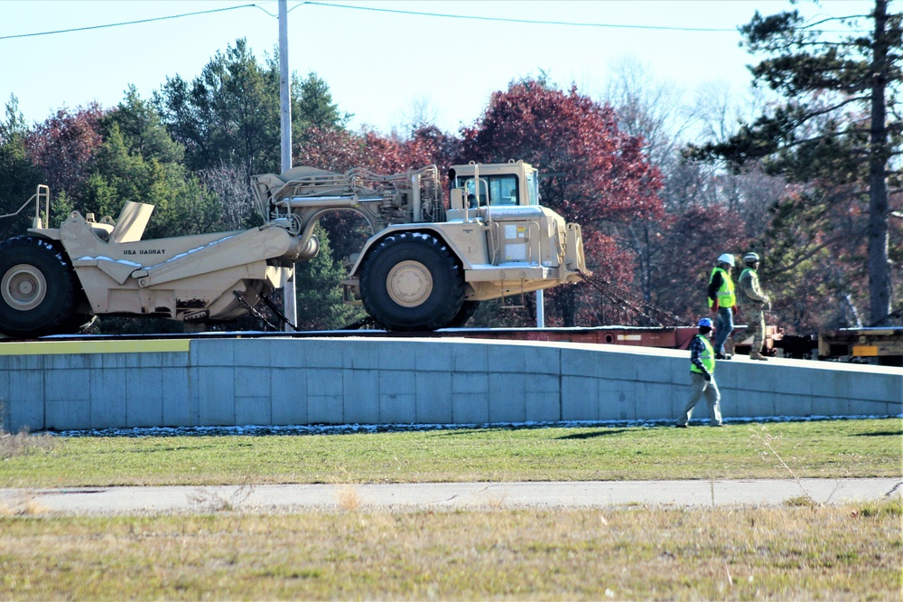 Engineer unit's equipment offloaded from railcars at Fort McCoy after deployment